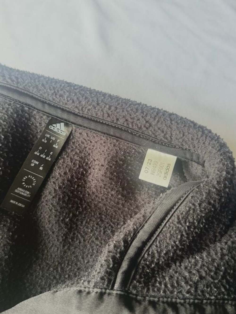 Adidas Cropped Sherpa Fleece Pullover Black Snap Mock Neck — Women's Size Large - Picture 6 of 8